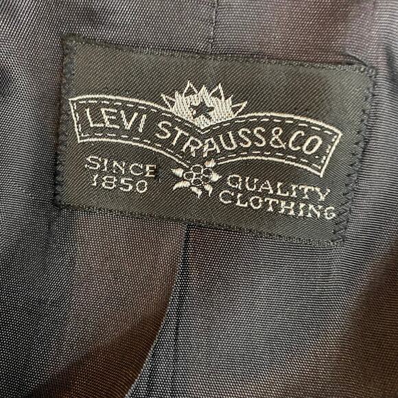 Vintage Levis Blazer Jacket Twill Knit Single Breasted 2 Button Front Black M - Picture 7 of 8